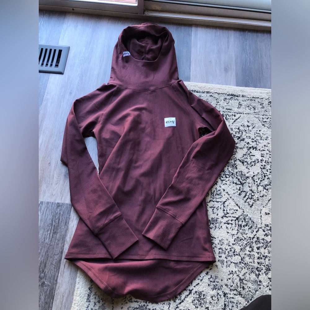 Eivy Women's Ribbed Burgundy Hoodie Athletic Top Size Small